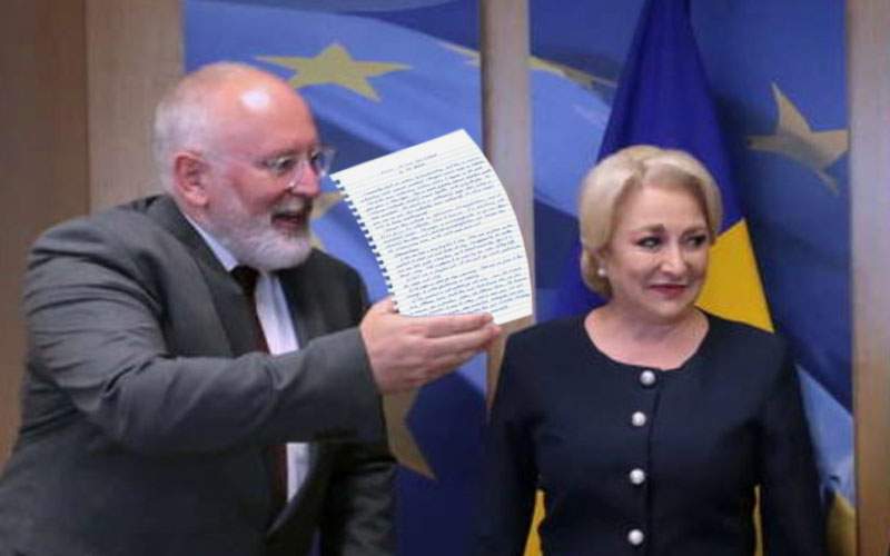 Gafă diplomatică a lui Timmermans! I-a scris lui Dăncilă, în loc să-i deseneze