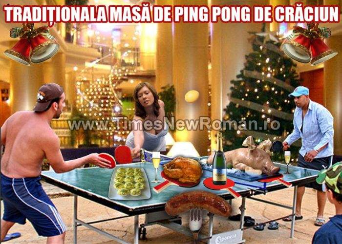 Sportivii pregătesc tradiţionala masă de ping pong de Crăciun