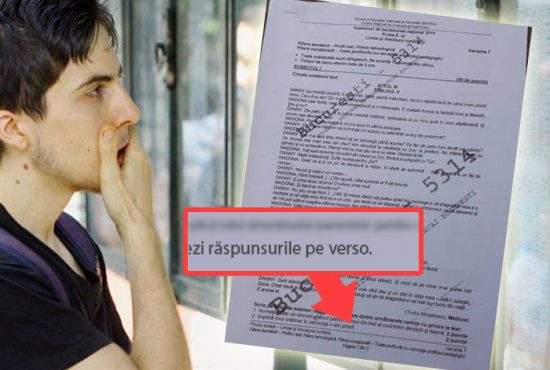 Capcană la Bac! Pe foaie scria “Vezi răspunsurile pe verso”, dar elevii nu au ştiut ce-i ăla verso