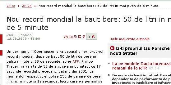 Record mondial la ignoranţă în Ziarul Financiar