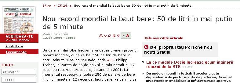 Record mondial la ignoranţă în Ziarul Financiar