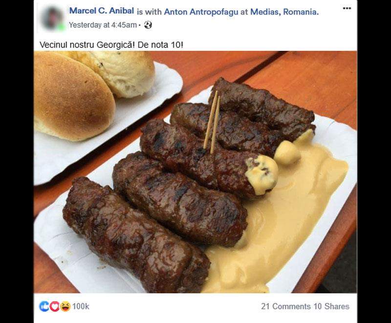 Canibal din Mediaș, blocat pe Facebook. ”Postam doar poze cu mâncare”