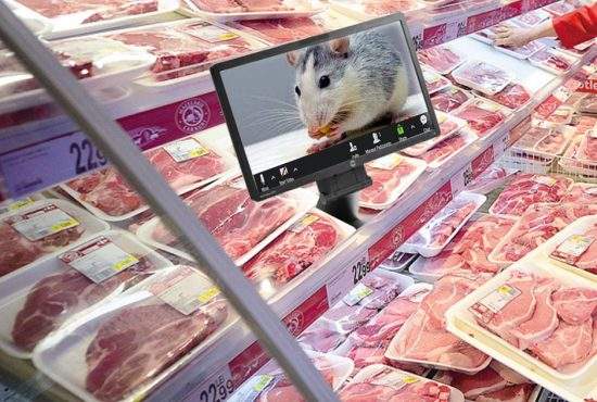 Kaufland va monta un ecran în raionul de carne, ca să lucreze şoarecele de acasă