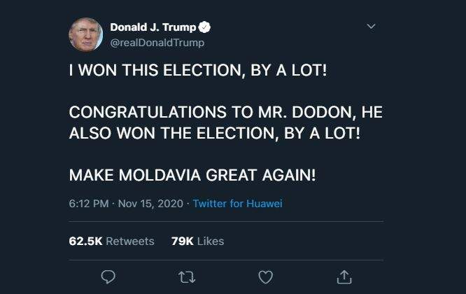 Donald Trump l-a felicitat pe Igor Dodon pentru victoria în alegeri