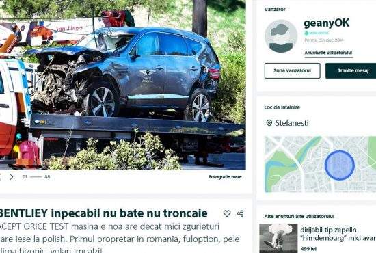 Mașina lui Tiger Woods e deja pe Olx. „Unic proprietar, km reali, ușoare zgârieturi”