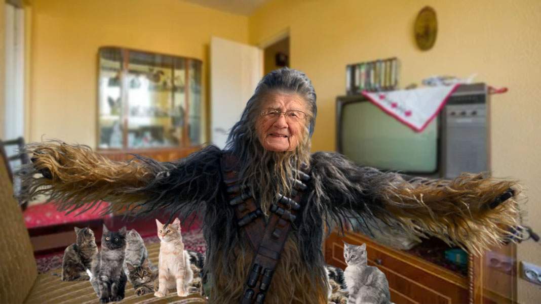 O babă e atât de plină de păr de pisică încât i se spune Chewbacca