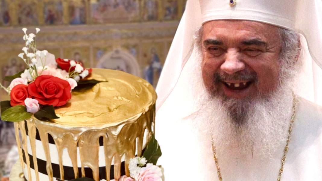 Dureros! Patriarhul Daniel şi-a rupt dinţii în tortul de aur de ziua lui