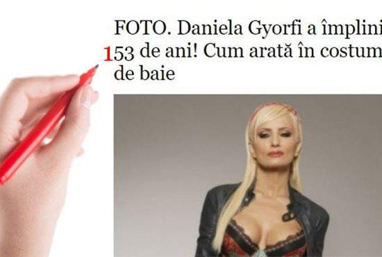 Erată la articolul „Daniela Gyorfi a împlinit 53 de ani”: A împlinit 153 de ani!