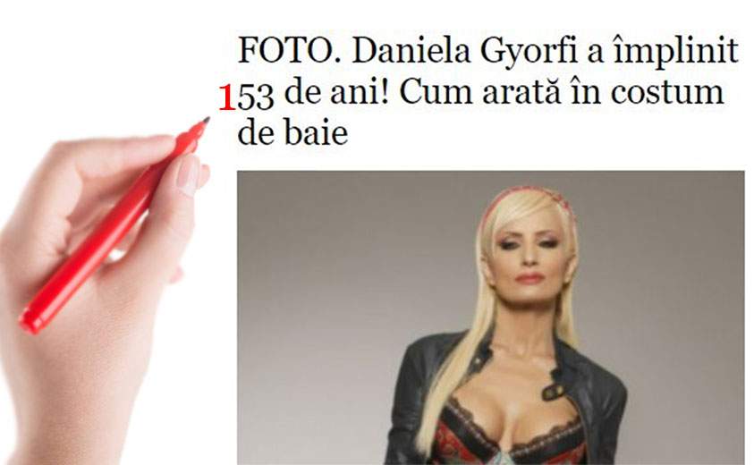 Erată la articolul „Daniela Gyorfi a împlinit 53 de ani”: A împlinit 153 de ani!