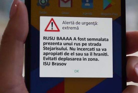 Panică la Brașov! RoAlert a dat din greșeală „Atenție, rus!“ în loc „Atenție, urs!“