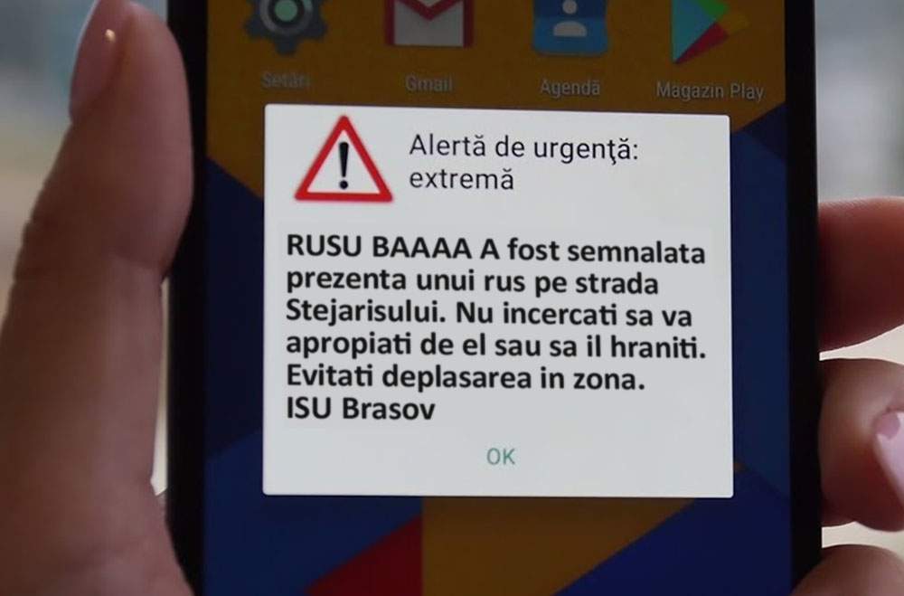 Panică la Brașov! RoAlert a dat din greșeală „Atenție, rus!“ în loc „Atenție, urs!“