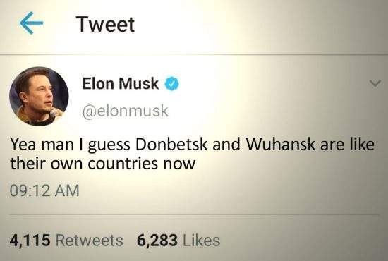 Război total după ce Elon Musk a recunoscut pe Twitter independența Donețkului