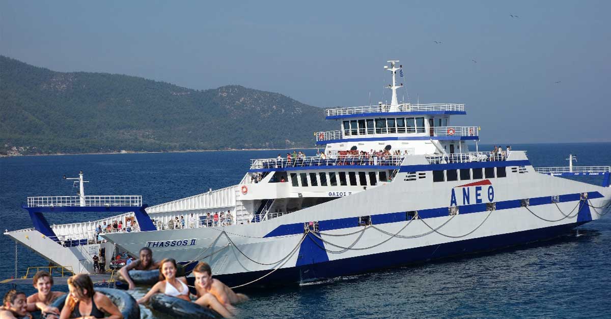 Thasos. Ca sa nu dea bani pe bilet românii se agață cu colacul de feribot