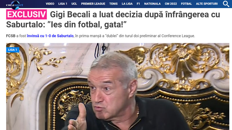 Gigi Becali se lasă de fotbal. Mii de jurnaliști riscă să rămână pe drumuri