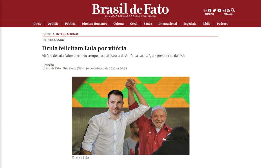 Drulă l-a felicitat pe Lulă pentru câștigarea alegerilor din Brazilia