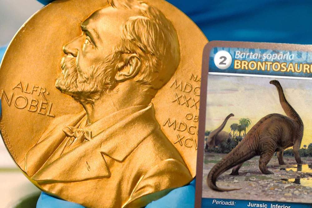 Savantul cu 2 Nobeluri a făcut schimb cu un puşti care avea 2 cartonaşe cu brontozaur
