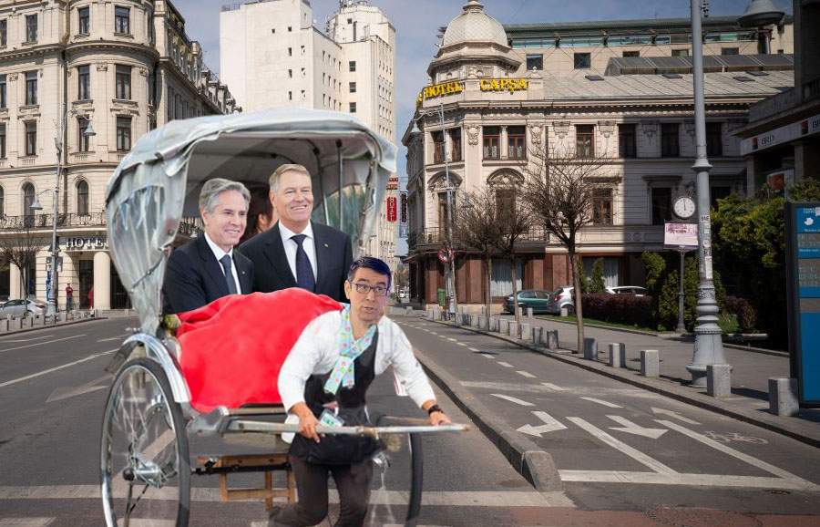 Iohannis i-a plimbat pe invitații NATO cu o caleașcă trasă de jurnaliști Digi24