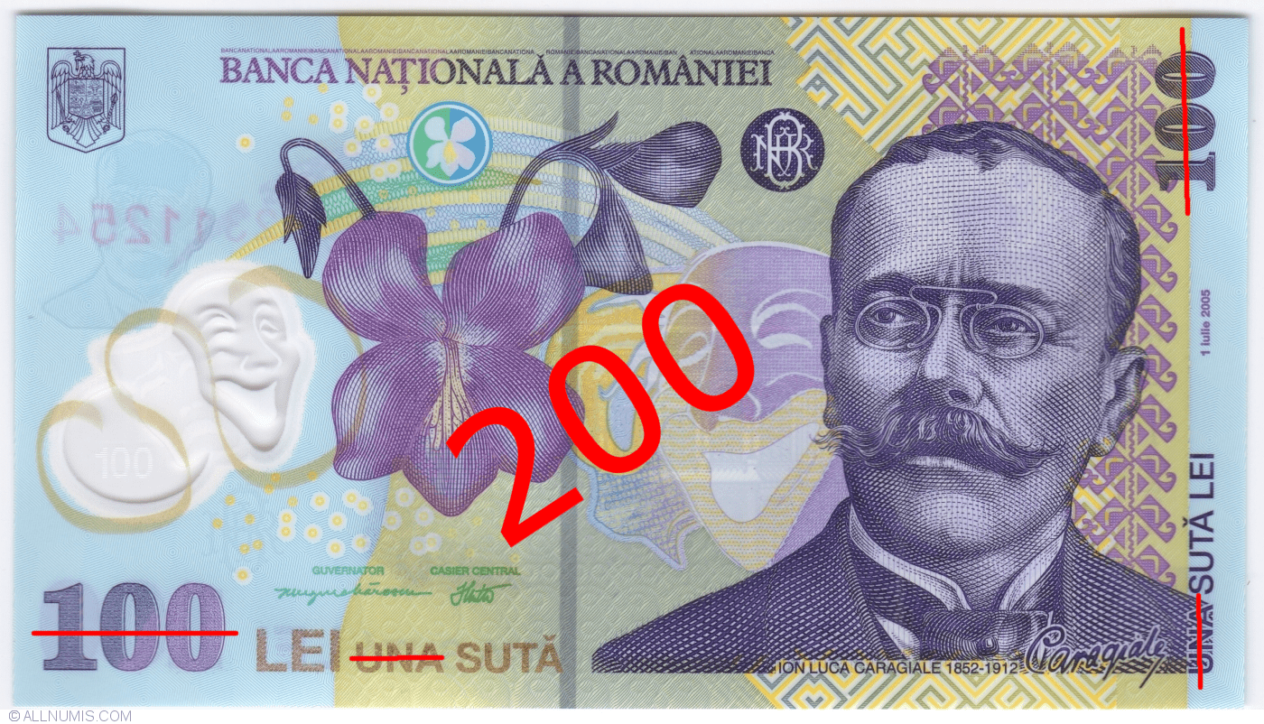 Pentru că e ziua lui Caragiale, doar azi bancnota de 100 lei valorează 200 lei