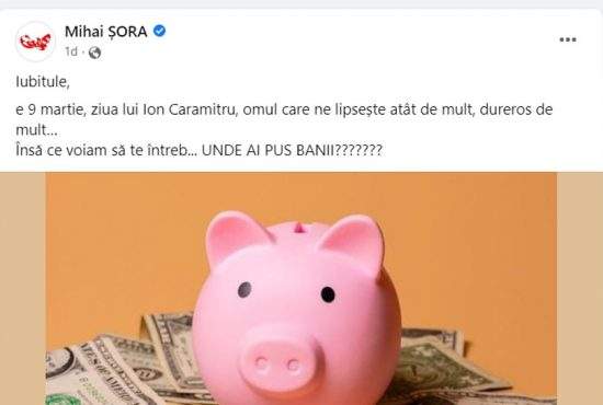 Postare sfâșietoare a soției lui Șora pe Facebook: „Iubitule, unde ai pus banii?“