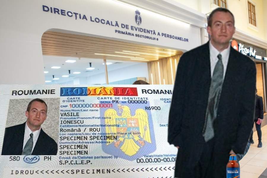 Românii stau într-o parte în poza de buletin, că țin un pet de bere în mână