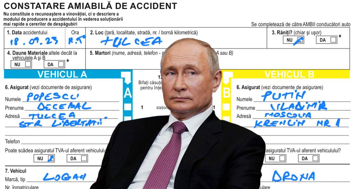 Un șofer din Tulcea a lovit o dronă și s-a dus la Moscova să facă amiabila cu Putin