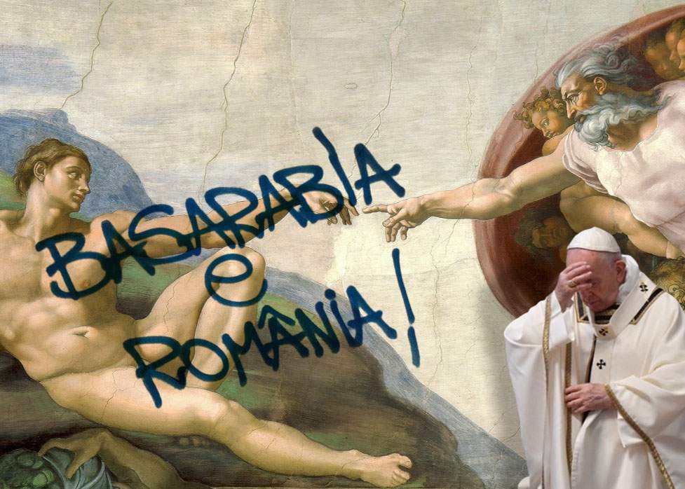 Dovada că Simion s-a văzut cu Papa. Cineva a scris „Basarabia e România” pe Capela Sixtină