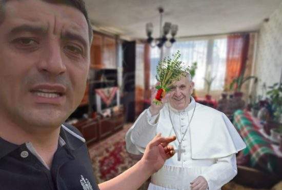 George Simion se laudă că la el la bloc a venit Papa Francisc cu botezul