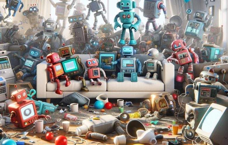Orgie cu zeci de roboţi în sediul BCR după ce robotul George a dat de băut de ziua lui
