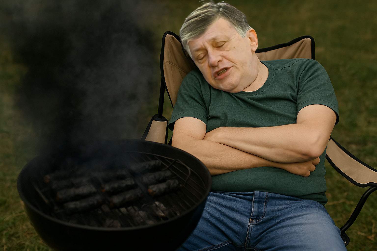 Pe ăsta-l vreți președinte? Crin a adormit în fața grătarului și a ars toți micii