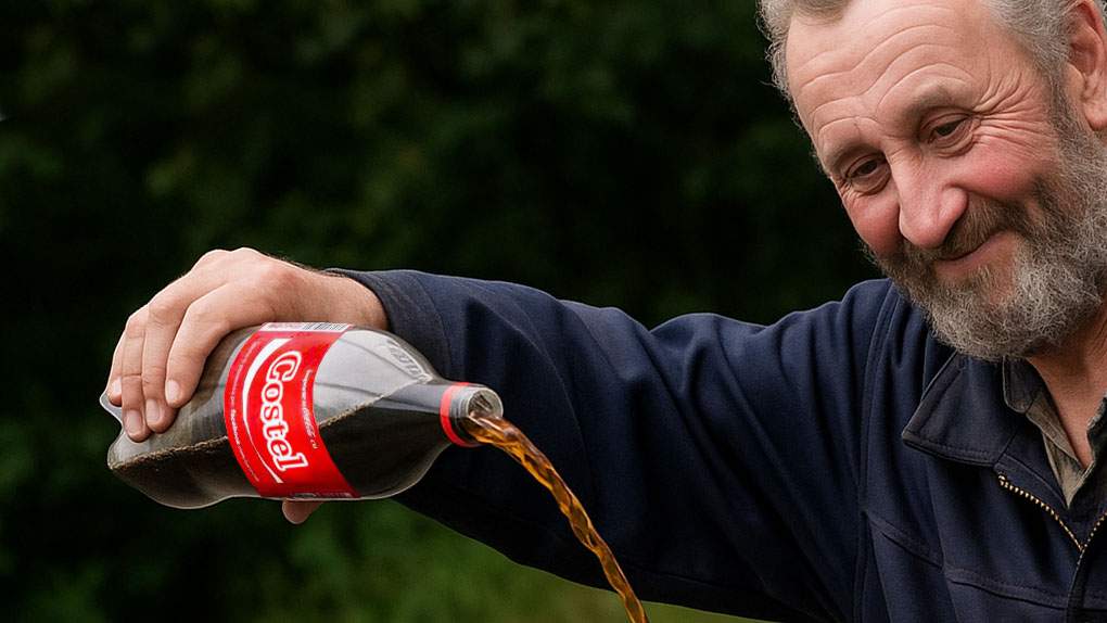 Nea Costel, bucuros că a găsit o sticlă de cola cu numele lui: “O vărs şi pun ţuică în ea!”