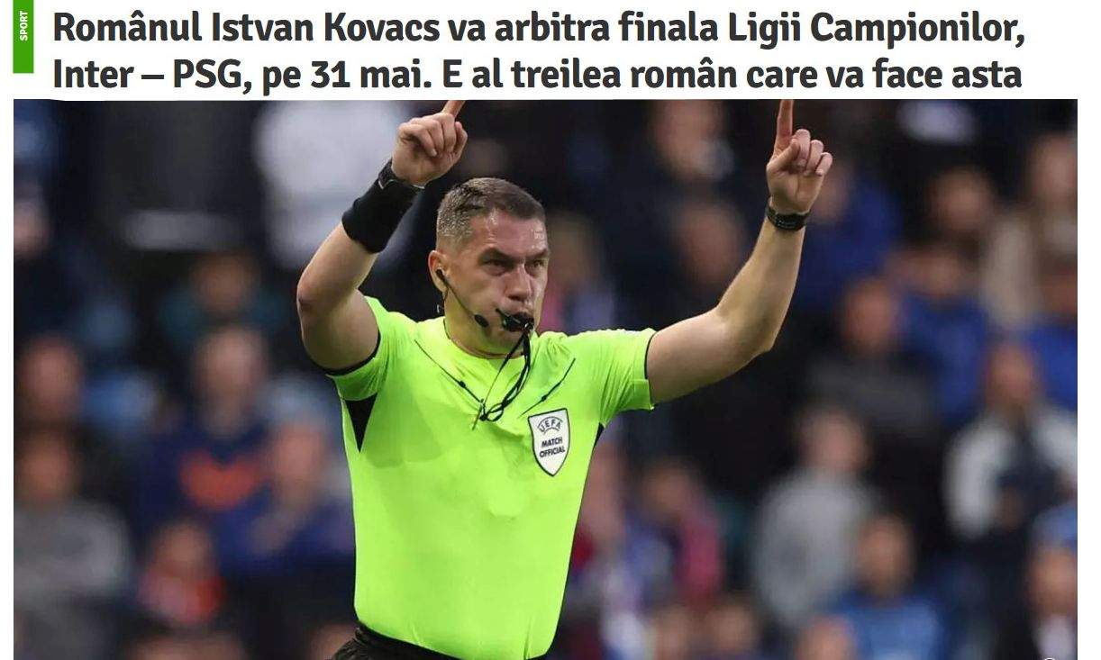 Românul István Kovács va arbitra finala UCL. Cotă 1,3 să devină ungurul István Kovács dacă arbitrează prost