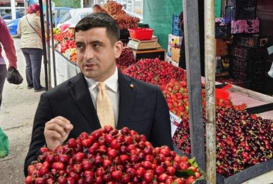 Patriot sau arogant? Simion a cumpărat un kg de cireșe românești cu 250 lei