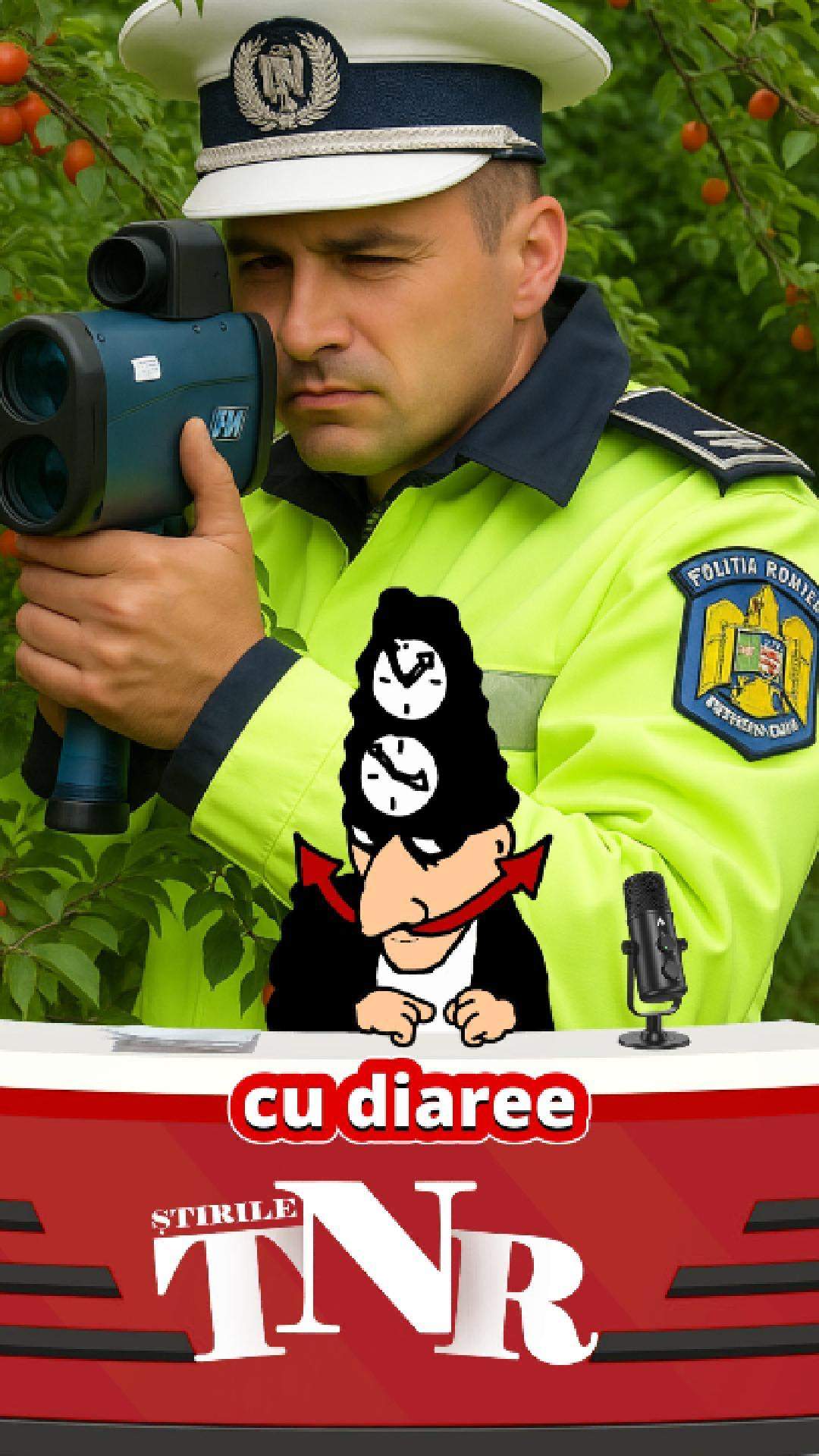 Poliţist internat cu diaree după ce a stat la pândă cu radarul într-un corcoduş
