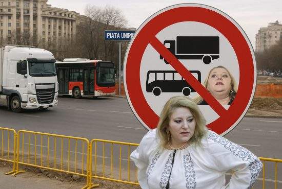 TIR-urile, autobuzele şi Şoşoacă nu mai au voie în Piaţa Unirii, că încep lucrările la planşeu