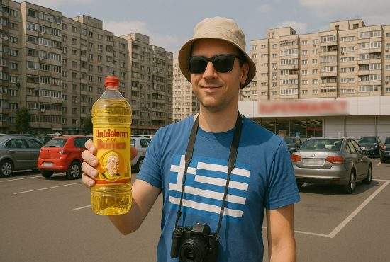 Se poate şi invers! Un turist grec în România a cumpărat ulei de floare pentru toate rudele