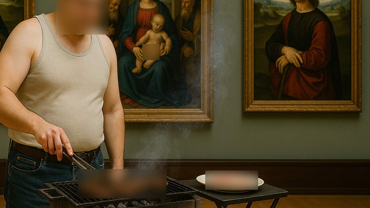 Tablou vechi de 500 de ani din Italia, pătat cu muştar de românii care făceau grătar în muzeu