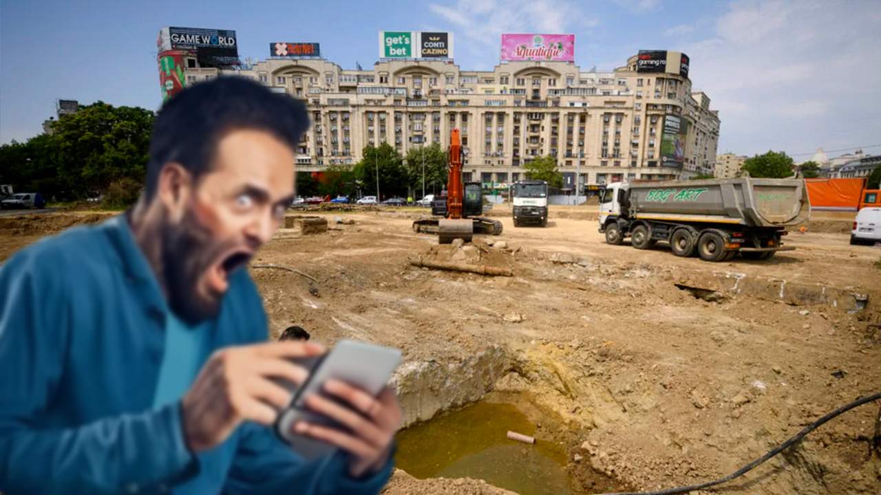 Şantierul din Piaţa Unirii provoacă isterie pe TikTok: „Ne fură francezii asfaltul!”