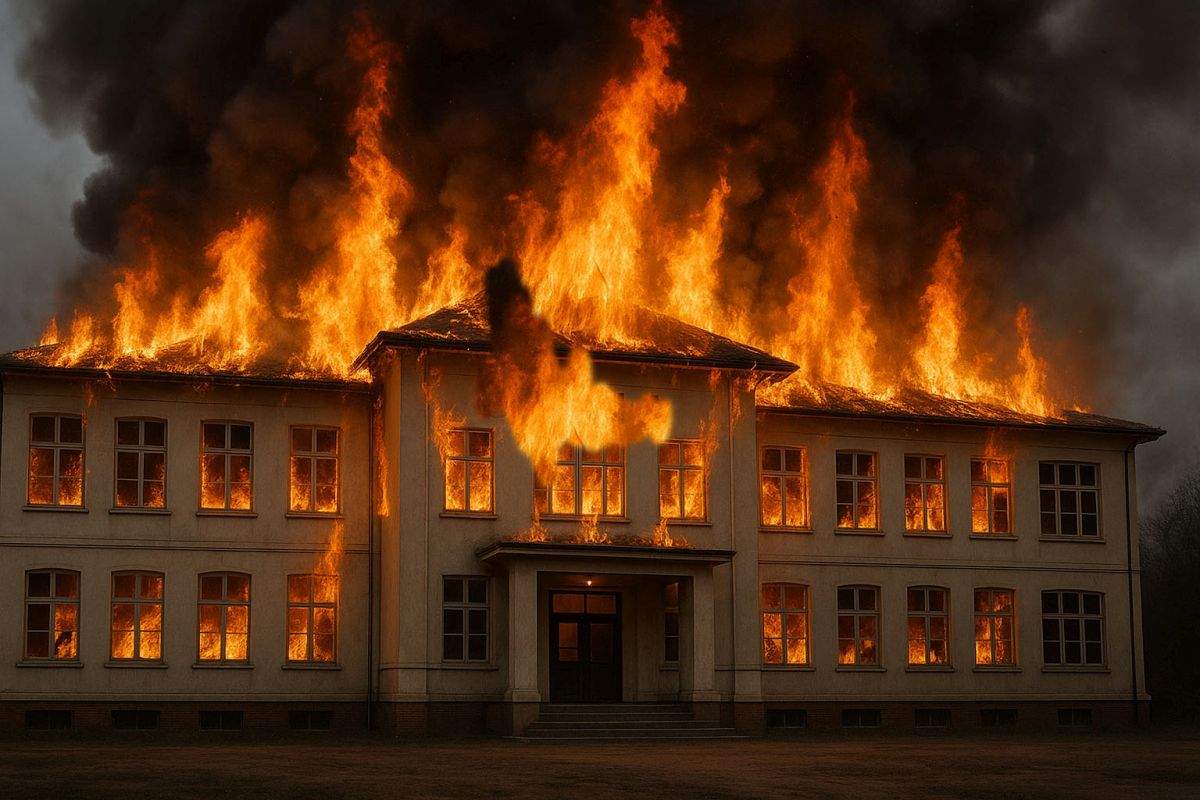 Suveraniștii au dat foc unei școli după ce au auzit că sunt manuale de Franceză în interior