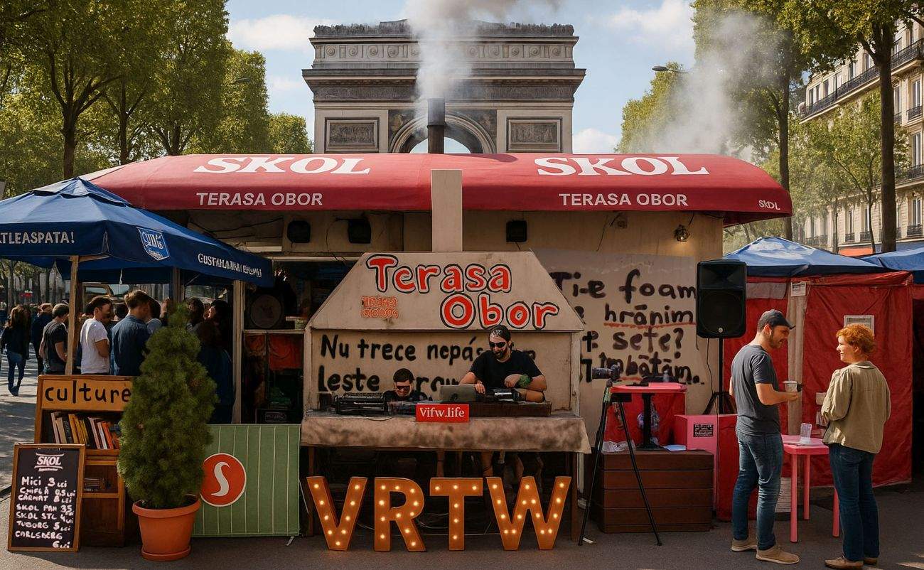 Scandalos! Francezii au furat Terasa Obor cu totul și au mutat-o pe Champs-Élysées