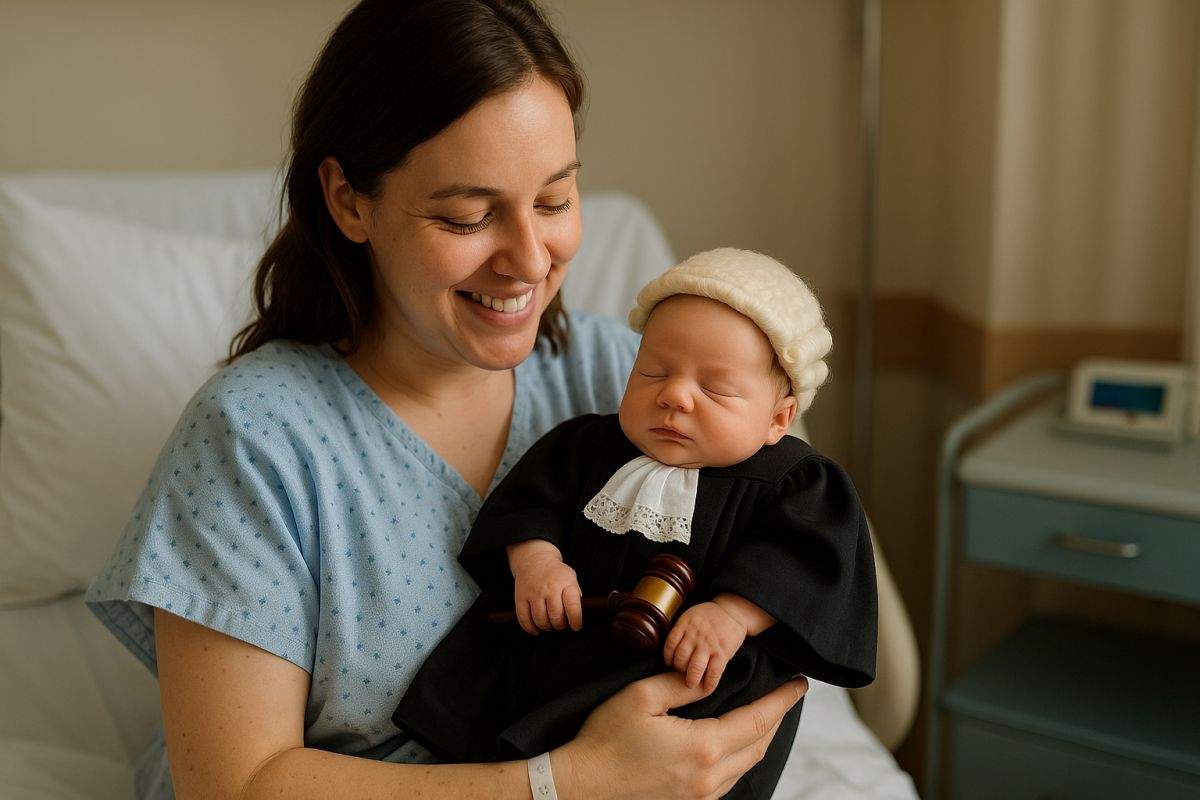 Premieră mondială. O româncă a născut un bebe-judecător perfect sănătos și gata pensionat