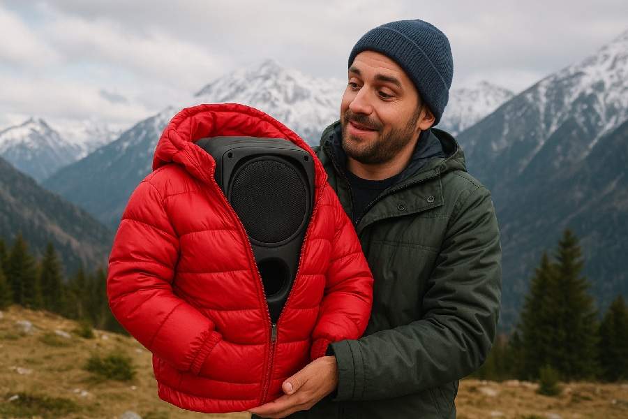 Ca să nu-i înghețe boxa pe munte, un român i-a cumpărat o geacă