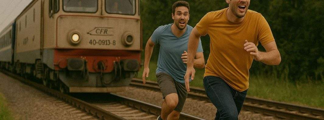 Doi români care au alergat după un tren CFR au ajuns înaintea lui la destinație