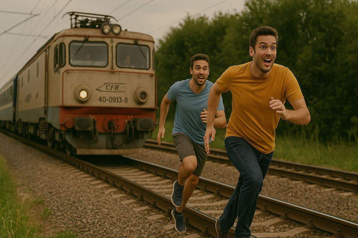 Doi români care au alergat după un tren CFR au ajuns înaintea lui la destinație