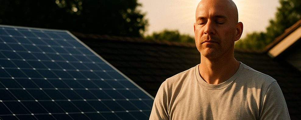 Un chel din Tecuci a observat că panourile solare produc mai mult când e şi el pe acoperiş