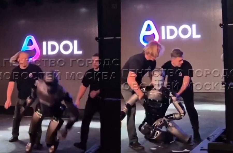 Rușii își apară robotul umanoid care a căzut pe scenă: „Băuse două sticle de vodcă”