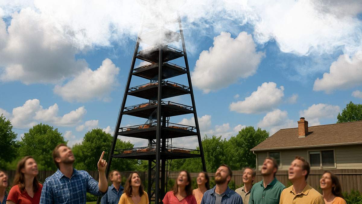 Cel mai înalt grătar din lume, inaugurat la Popeşti. „E un adevărat sfârâie-nori”