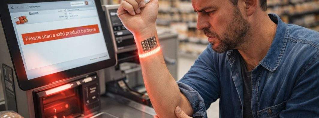 Un român nu poate folosi casele self scan din cauză că are tatuaj cu cod de bare pe mână