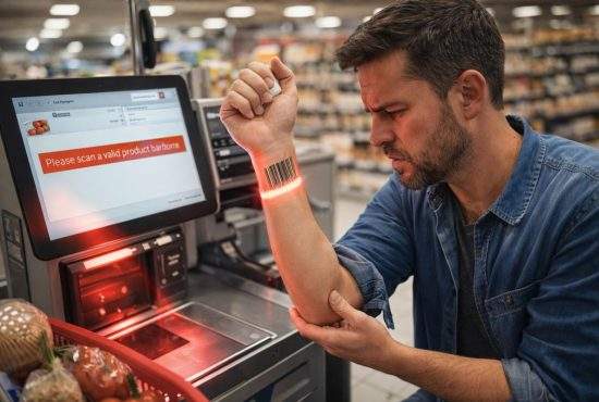 Un român nu poate folosi casele self scan din cauză că are tatuaj cu cod de bare pe mână