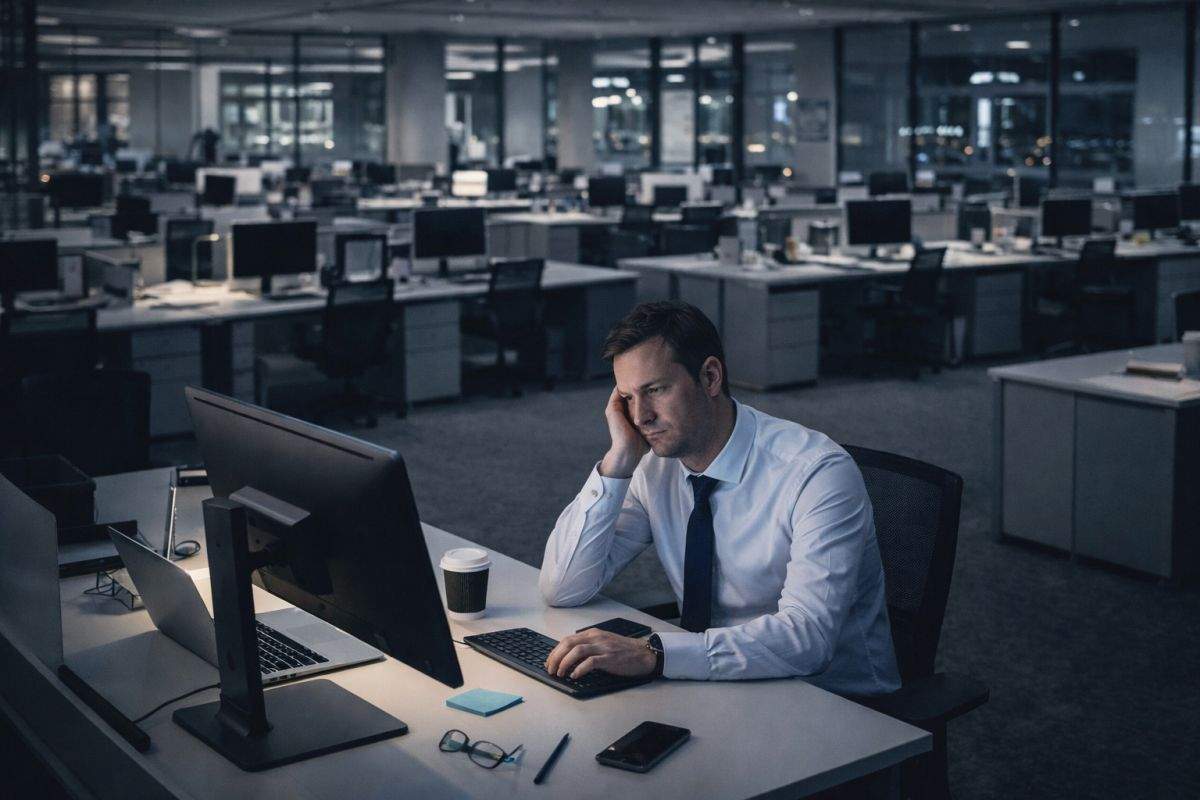 Pentru că e singur la birou, un corporatist a fost nevoit să se pupe singur în cur