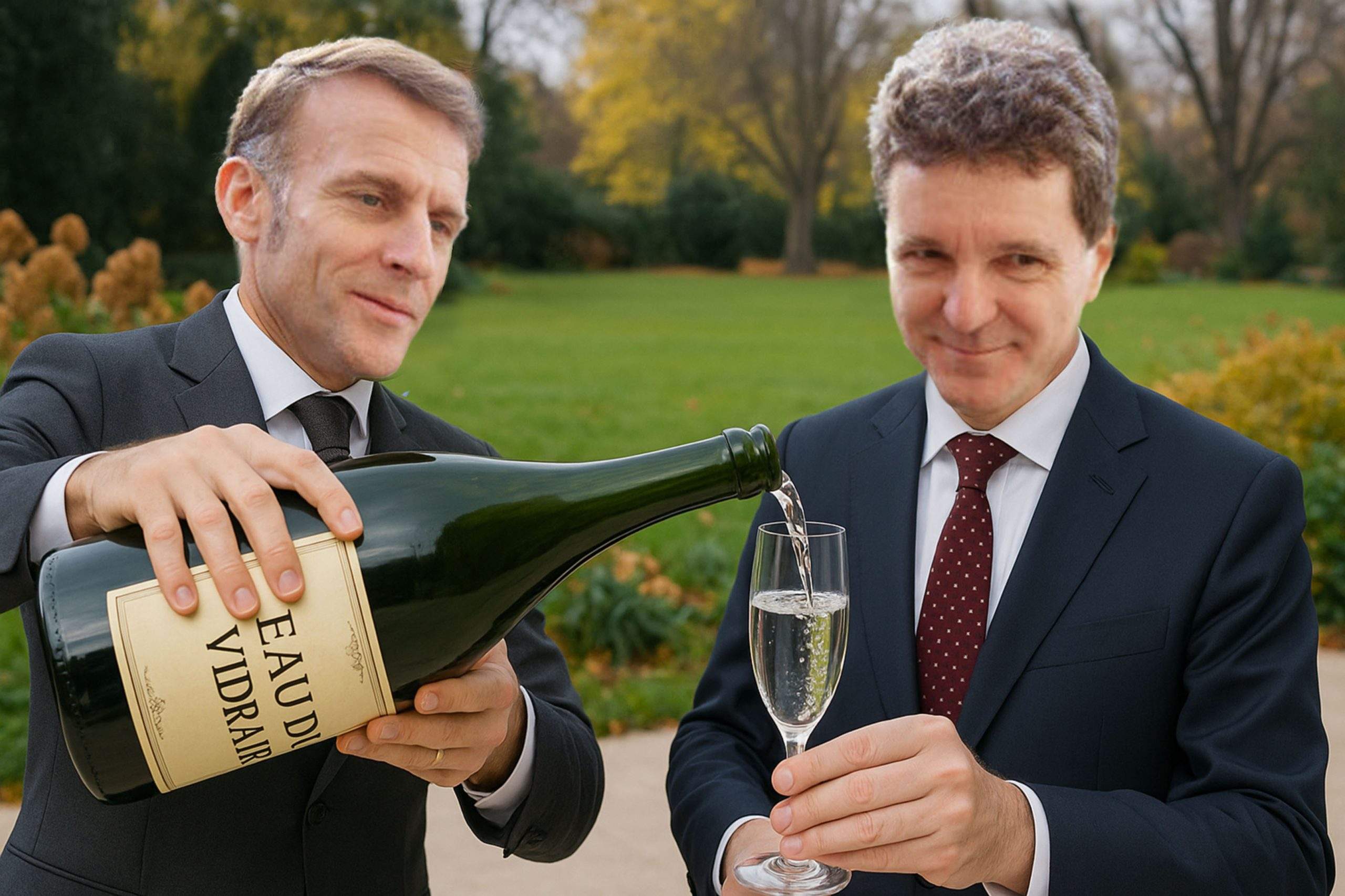 Nicuşor, tratat regeşte în Franţa. În locul banalei şampanii a primit apă de Vidraru